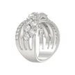 3.00 CTW Pear & Round Cut Lab-Grown Diamond Band in 14KW Gold (Crisscross Multi-Row Statement Ring)