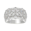 3ct Floral Cluster Lab-Grown Diamond Wide Band in 14K White Gold (Marquise, Pear & Round Cut Statement Ring)