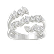 1 1/2 CTW Mixed Shape Multi-Row Lab Diamond Bypass Ring in 14K White Gold (Round, Marquise, Pear, Emerald & Oval)