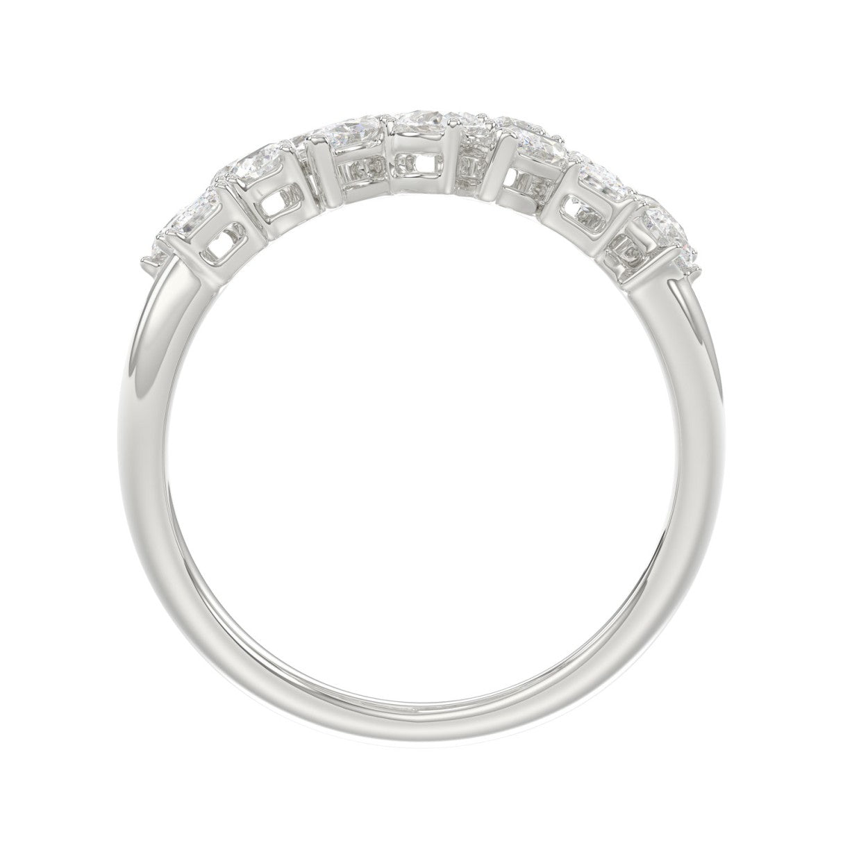 1 1/2 CTW Mixed Shape Multi-Row Lab Diamond Bypass Ring in 14K White Gold (Round, Marquise, Pear, Emerald & Oval)