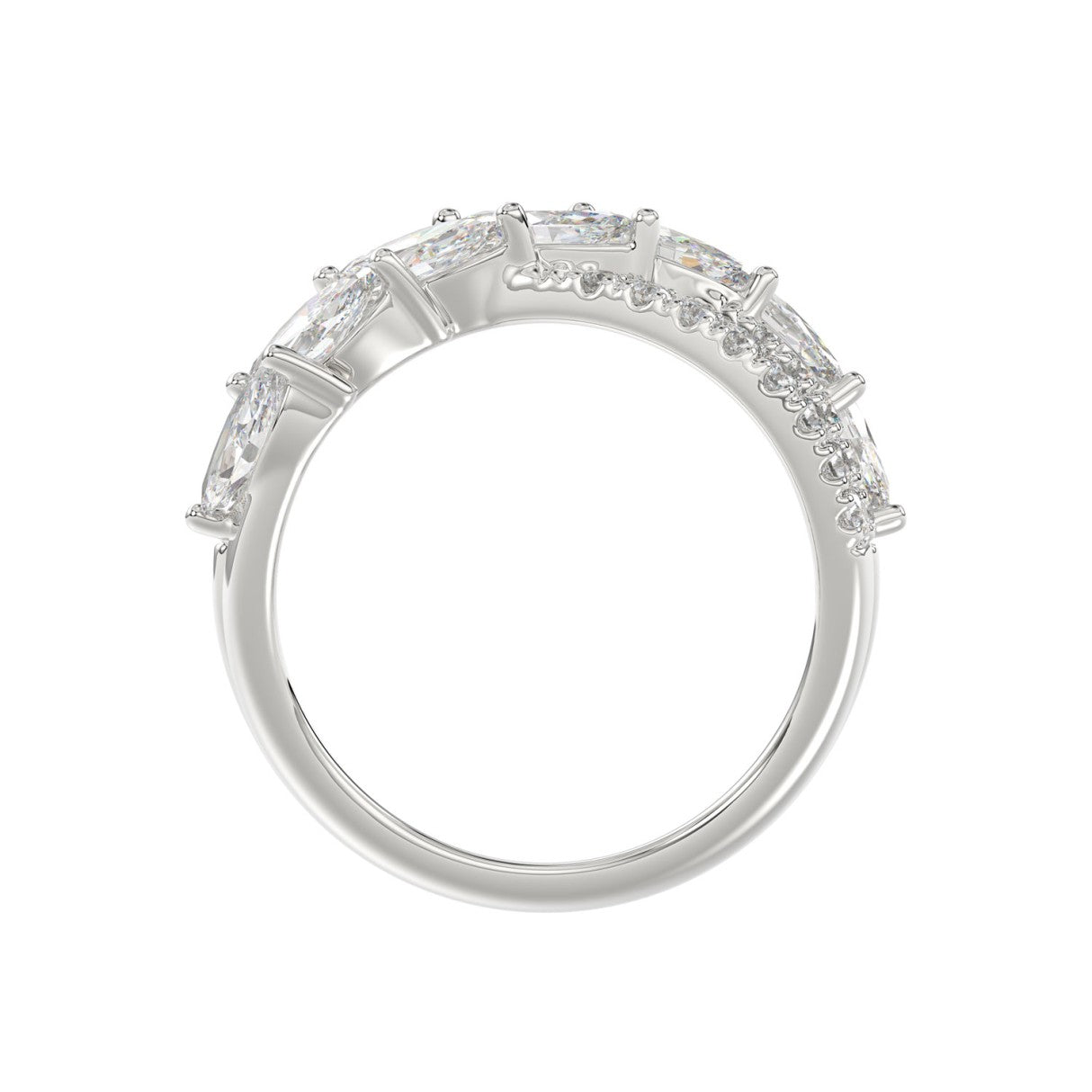 1 3/4 CTW Marquise & Round Cut Lab-Grown Diamond Crossover Band in 14K White Gold