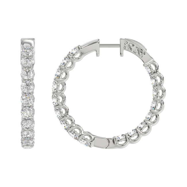 Spectacular Lab Created Diamond Eternity Hoop Earrings 2.0ct in 14KW Gold - Certified