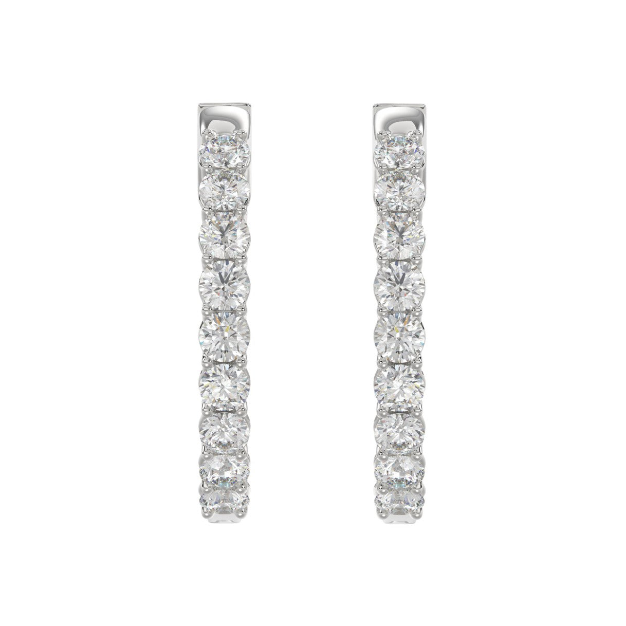 Spectacular Lab Created Diamond Eternity Hoop Earrings 11.0ct in 14KW Gold - Certified
