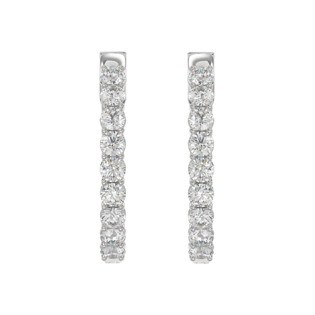 Spectacular Lab Created Diamond Eternity Hoop Earrings 2.0ct in 14KW Gold - Certified