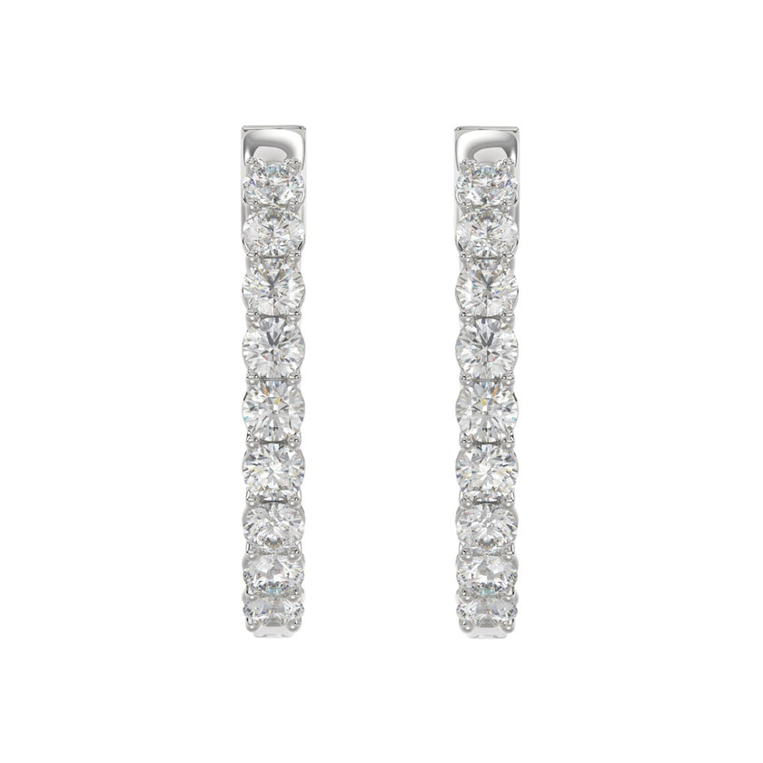 Spectacular Lab Created Diamond Eternity Hoop Earrings 11.0ct in 14KW Gold - Certified