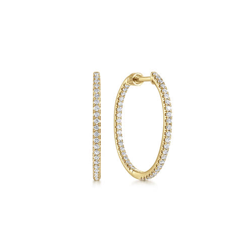 Gabriel & Co. French Pave Inside Out Diamond Hoop Earrings in 14K Yellow Gold
