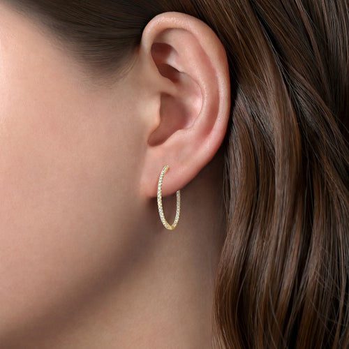Gabriel & Co. French Pave Inside Out Diamond Hoop Earrings in 14K Yellow Gold