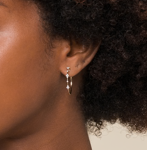 The Bujukan Collection Diamond Cluster Station Hoop Earrings in 14K Yellow Gold