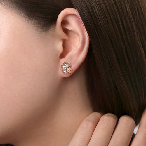Gabriel & Co. Fashion Stud Earrings in 14K Yellow Gold and 925 Sterling Silver