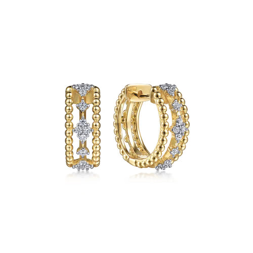 Gabriel & Co. Bujukan Huggie Diamond Hoop Earrings in 14K Yellow Gold