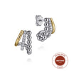 Gabriel & Co. Fashion White Sapphire J Hoop Bujukan Earrings in Sterling Silver and 14K Yellow Gold
