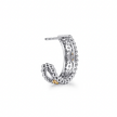 The Bujukan Collection Two-Tone Beaded White Sapphire J Hoop Earrings in Sterling Silver and 14K Gold