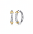The Bujukan Collection Pavé White Sapphire Hoop Earrings in Sterling Silver and 14K Gold