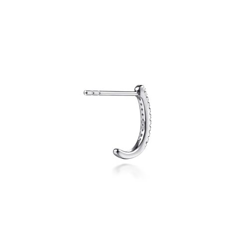 The Bujukan Collection Pavé Diamond Classic J Hoop Earrings in 14K White Gold