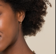 The Bujukan Collection Diamond Clover Station Beaded J Hoop Earrings in 14K Yellow Gold