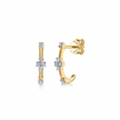 The Bujukan Collection White Sapphire Floral Cluster J Hoop Earrings in 14K Yellow Gold