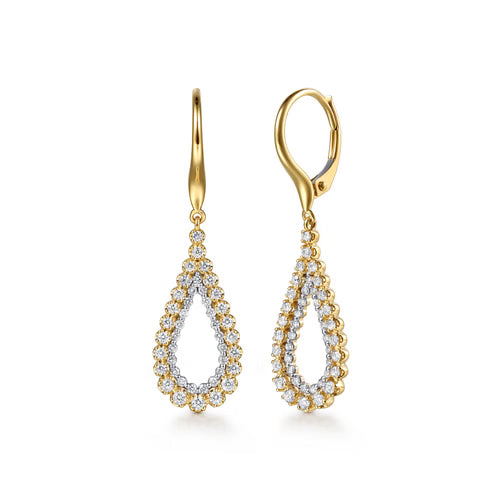 Gabriel & Co. Double Row Diamond Tear Drop Earrings in 14K Gold