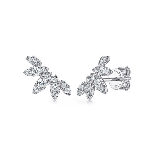 Gabriel & Co. Diamond Ear Climber Stud Earrings in 14K White Gold