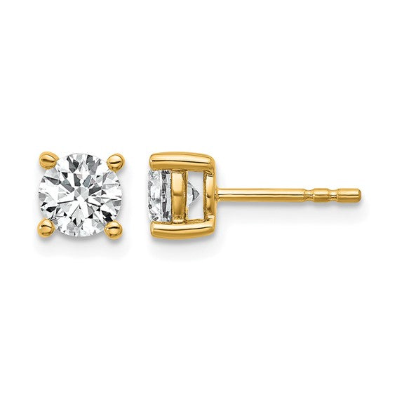 14k 1 carat Lab Grown Diamond VS+ F+ Round Cut Stud Earrings