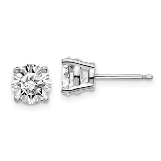 14k White Gold 2 carat total weight Round Certified VS DEF Lab Grown Diamond 4 Prong Studs