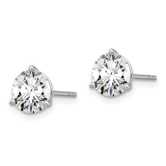 14k White Gold 5 carat total weight Round Certified VS GH Lab Grown Diamond 3 Prong Studs