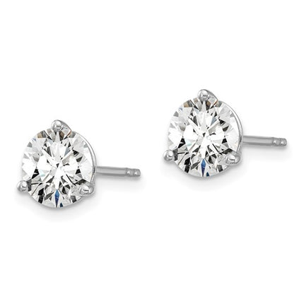 14k White Gold 5 carat total weight Round Certified VS GH Lab Grown Diamond 3 Prong Studs