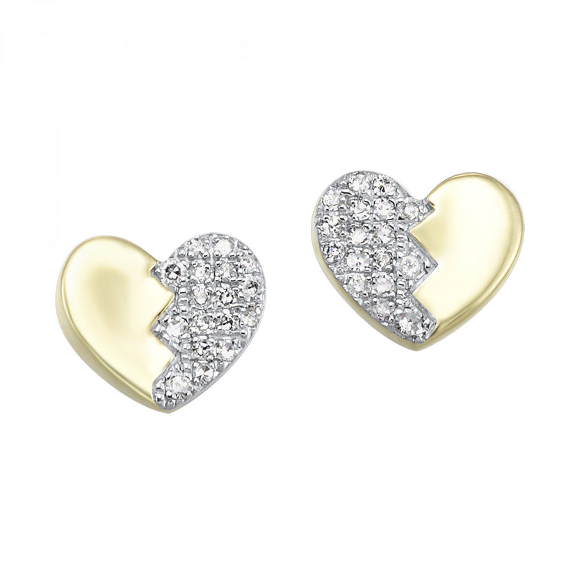 Modern Design Half Diamond Heart Earrings in 10K | Gemmas Jewelers 2