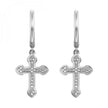 Gorgeous Round Diamond Cross Hoop Earrings in 14K Yellow Gold