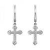 Gorgeous Round Diamond Cross Hoop Earrings in 14K Yellow Gold