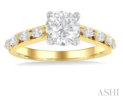 Elegant Marquise and Round Cut Diamond Engagement Ring in 14K Yellow Gold | Gemmas Jewelers