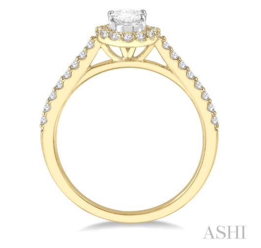 Elegant Oval Center Halo Diamond Engagement Ring in 14K Yellow Gold | Gemmas Jewelers