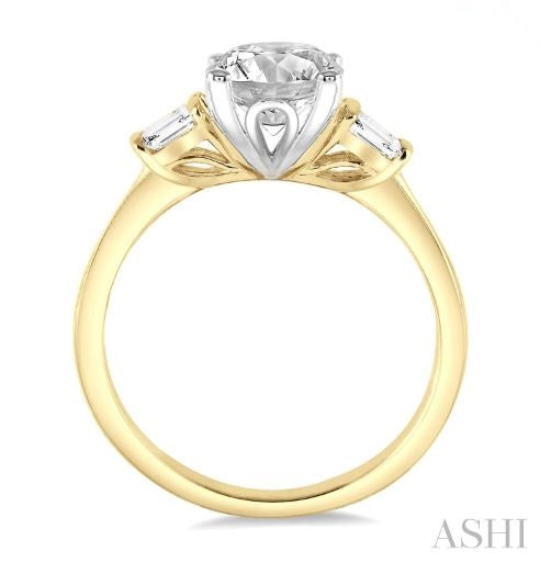 Elegant Design Round and Baguette Diamond Engagement Ring in 14K Yellow Gold | Gemmas Jewelers