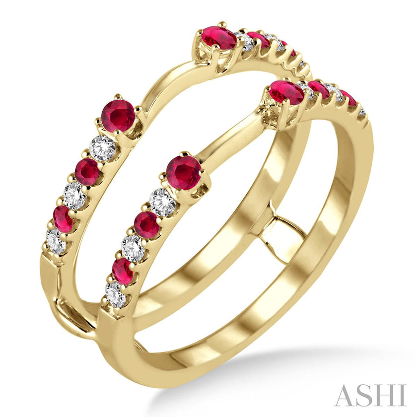 Elegant & Timeless Diamond and Ruby Insert Wedding Ring in 14K Yellow Gold | Gemmas Jewelers