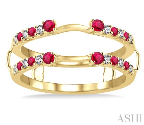 Elegant & Timeless Diamond and Ruby Insert Wedding Ring in 14K Yellow Gold | Gemmas Jewelers