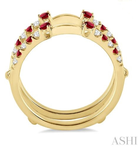 Elegant & Timeless Diamond and Ruby Insert Wedding Ring in 14K Yellow Gold | Gemmas Jewelers