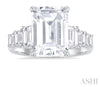 Emerald Cut Diamond Semi Mount Engagement Ring in 14K White Gold | Gemma's Jewelers