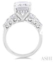 Emerald Cut Diamond Semi Mount Engagement Ring in 14K White Gold | Gemma's Jewelers