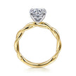 14K White-Yellow Gold Twisted Round Diamond Engagement Ring