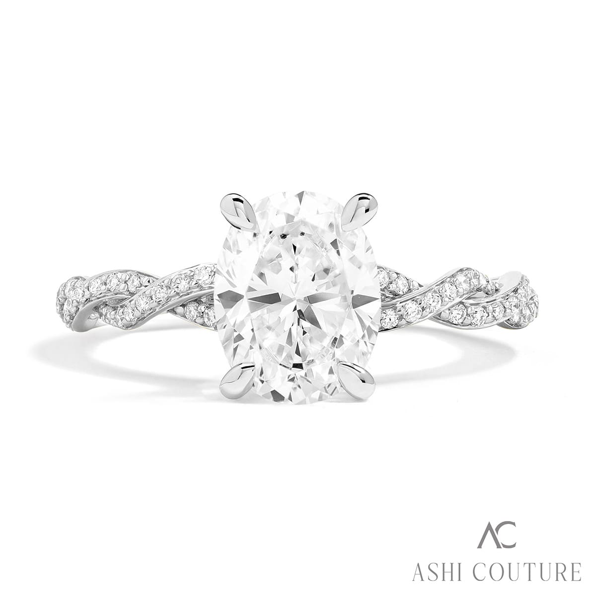 Exquisite Braided Design Couture Diamond Engagement Ring in 14K White Gold