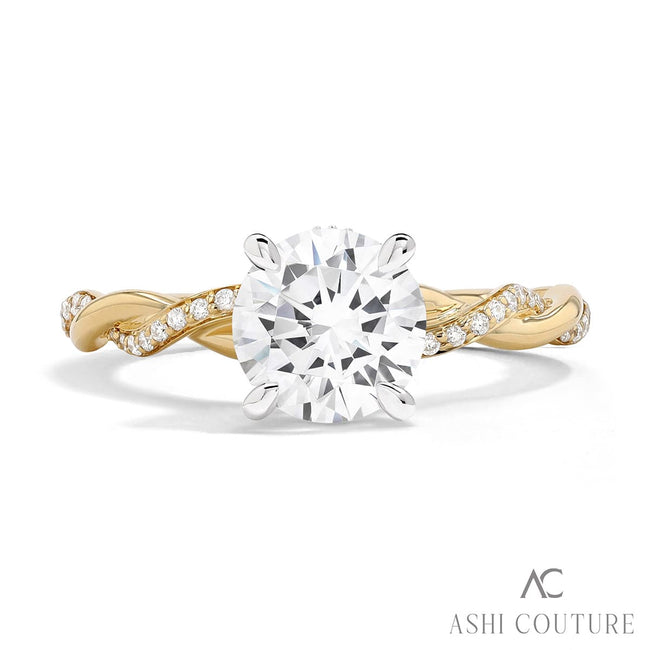 Exquisite Braided Design Couture Diamond Engagement Ring in 14K Yellow Gold