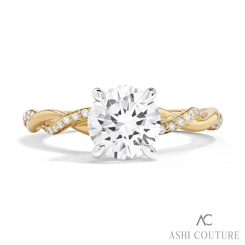 Exquisite Braided Design Couture Diamond Engagement Ring in 14K Yellow Gold
