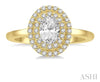 Exquisite Double Halo Oval Center Diamond Engagement Ring in 14K Yellow Gold | Gemmas Jewelers