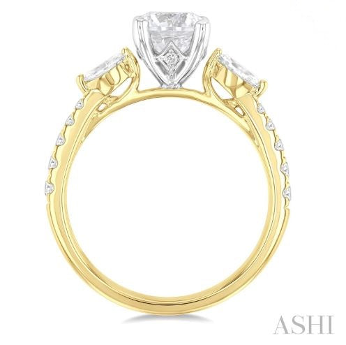 Exquisite Marquise and Round Diamond Engagement Ring in 14K Yellow Gold | Gemma's Jewelers