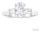 Exquisite Oval Shape Baguette Diamond Engagement Ring in 14K White Gold | Gemmas Jewelers