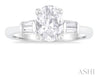 Exquisite Oval Shape Baguette Diamond Engagement Ring in 14K White Gold | Gemmas Jewelers