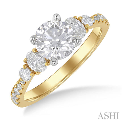 Exquisite Oval and Round Diamond Engagement Ring in 14K Yellow Gold | Gemmas Jewelers