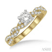 Exquisite Woven Shank Round Diamond Engagement Ring in 14K Yellow Gold | Gemmas Jewelers