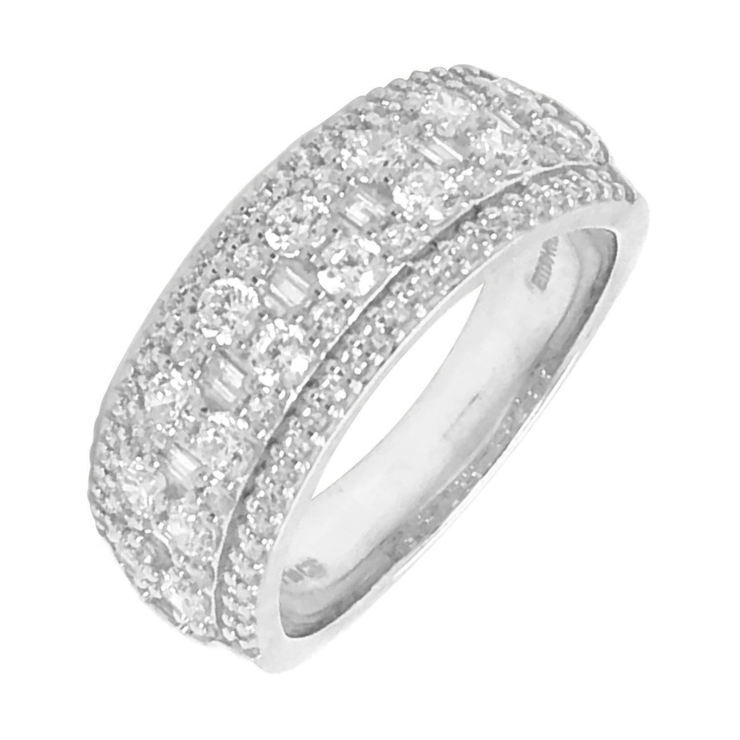 Exquisite Interspersed Round & Baguette Diamond Ring Band 14K | Gemmas Jewelers 2