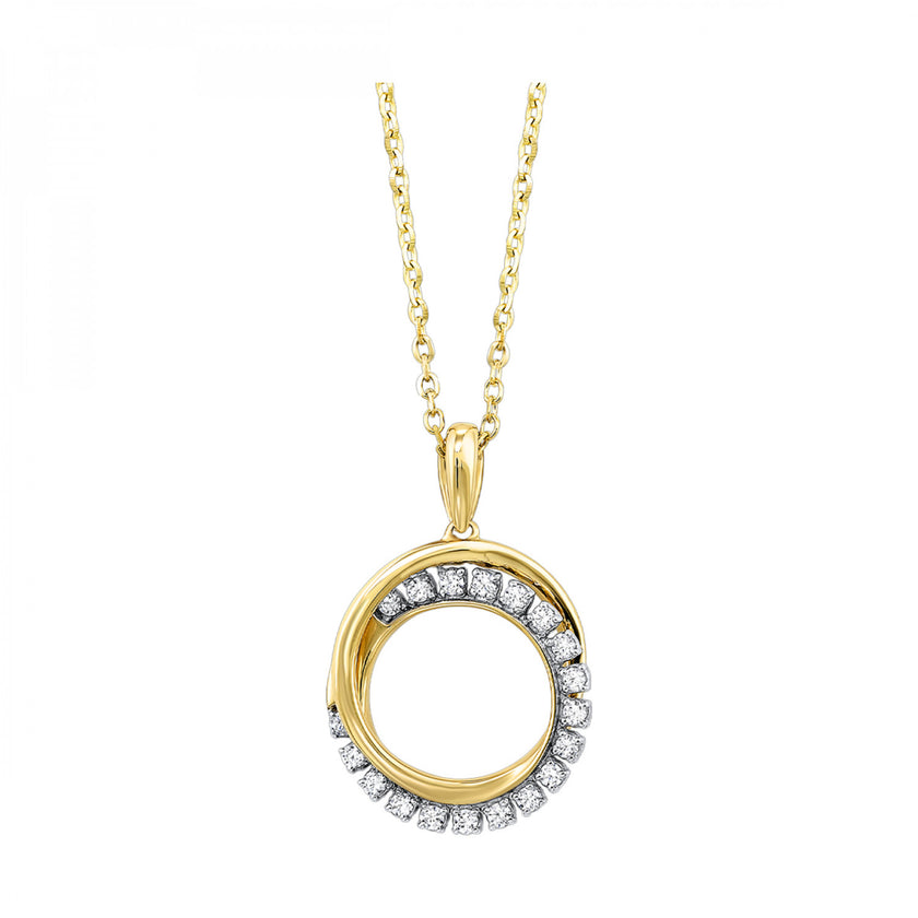 Exquisite Modern Design Diamond Circle Necklace in 10K Yellow Gold  Gemmas Jewelers