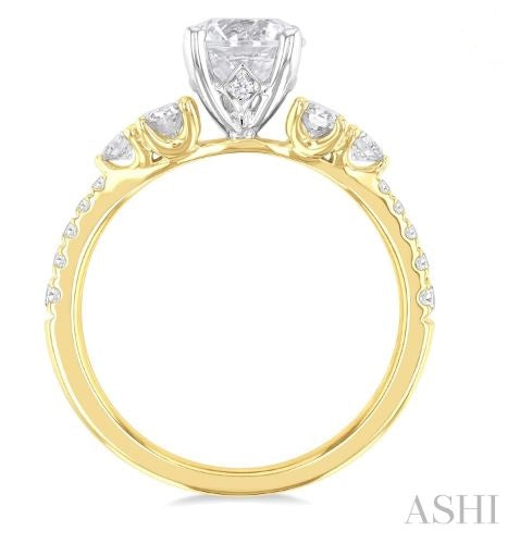Exquisite Oval and Round Diamond Engagement Ring in 14K Yellow Gold | Gemmas Jewelers